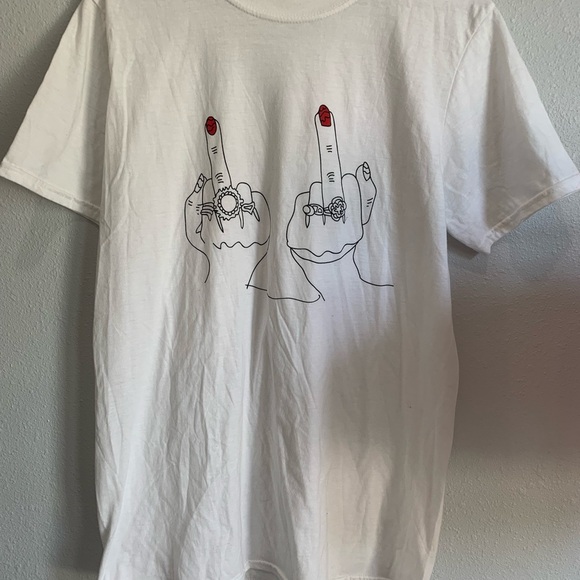 Nasty Gal white design Tee. Women’s size M‎ (396) - Picture 1 of 6